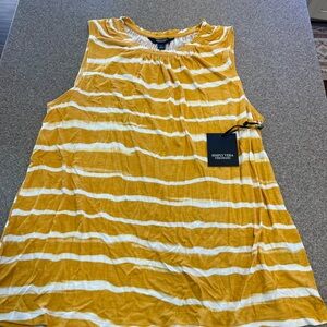 Simply Vera Vera Wang Mustard and White Striped Tank Top